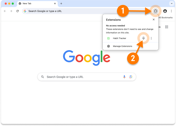 Install and enable habit tracker chrome extension